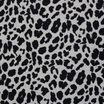 Jacquard-Jersey Ottoman Emily mit schwarzem Leo auf Naturweiß